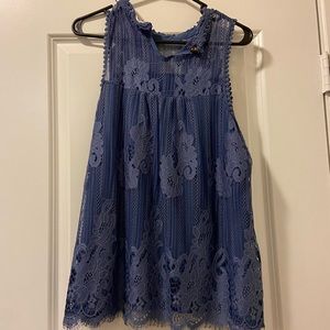 SOLD - Altar’d State Sleeveless Blue Lace Blouse Tank Top
